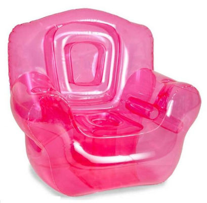 Clear Pink Plastic Inflatable Sofa Chair 0.4mm Pvc Blow Up For Home