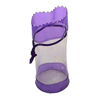 Custom Purple Clear PVC Bags With Drawstring For Cosmetic Packaging