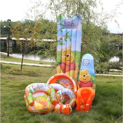 Eco-Friendly PVC Inflatable Air Mattress Blue For Water Park