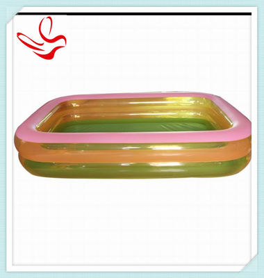 2 Ring Large Inflatable Family Swimming Pools Square Clear Pvc For Outdoor