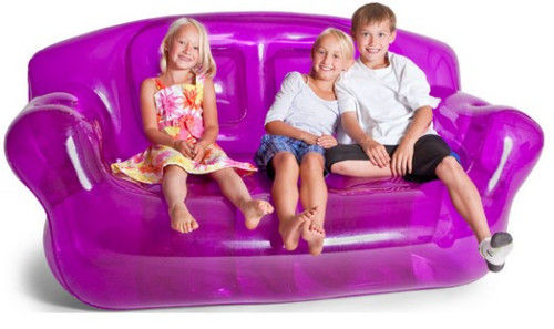 PVC Inflatable Inflatable Sofa Chair Purple , Transparent Air Couches