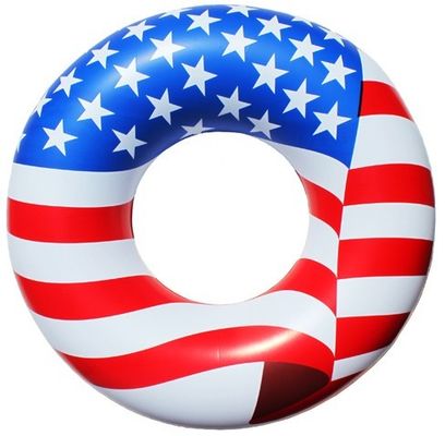 American Flag Inflatable Swimming Rings Pvc With EN71 Standard