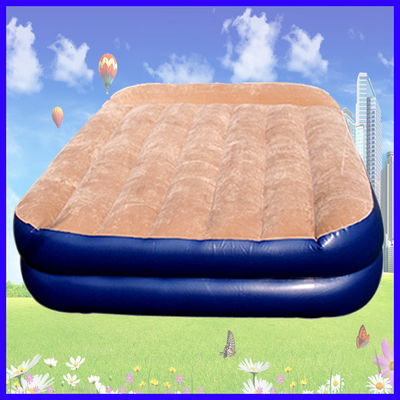 PVC Flocking Covered Inflatable Air Beds , Portable Air Mattress
